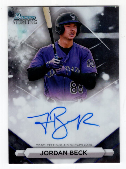 2023 Bowman Sterling Jordan Beck Autograph Card #PA-JBK (Colorado Rockies)