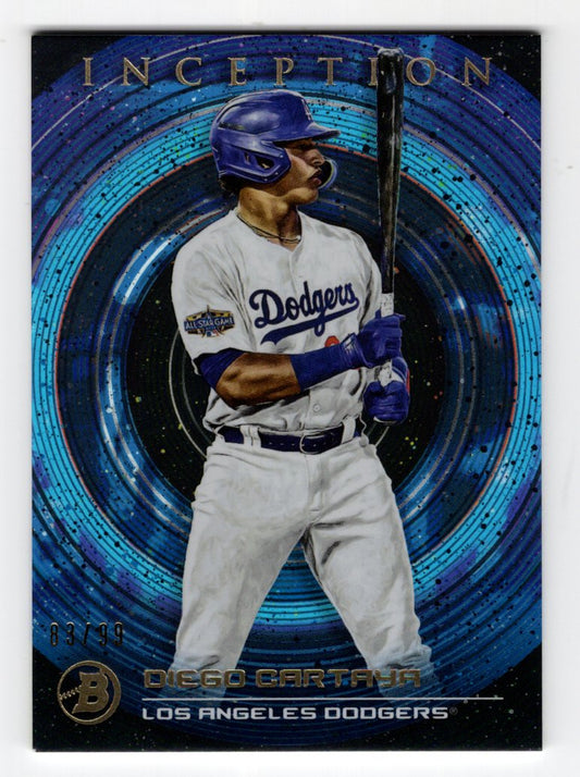 2022 Bowman Inception #42 Diego Cartaya #'d /99 Blue (Los Angeles Dodgers)