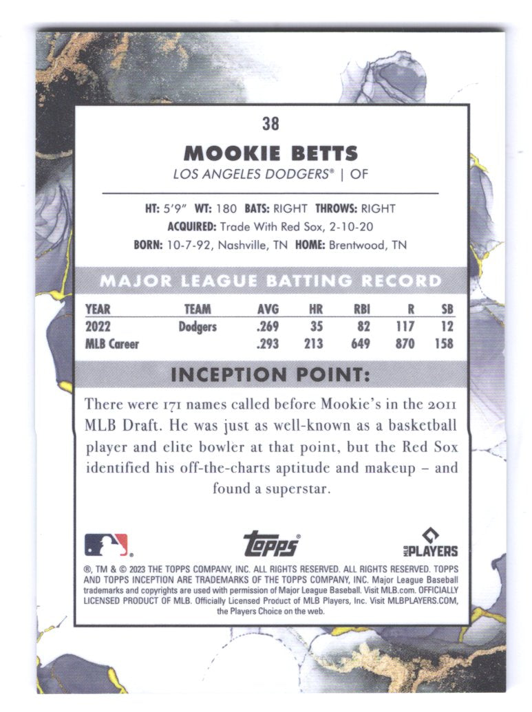 2023 Topps Inception Mookie Betts Green Parallel #38 (Dodgers)