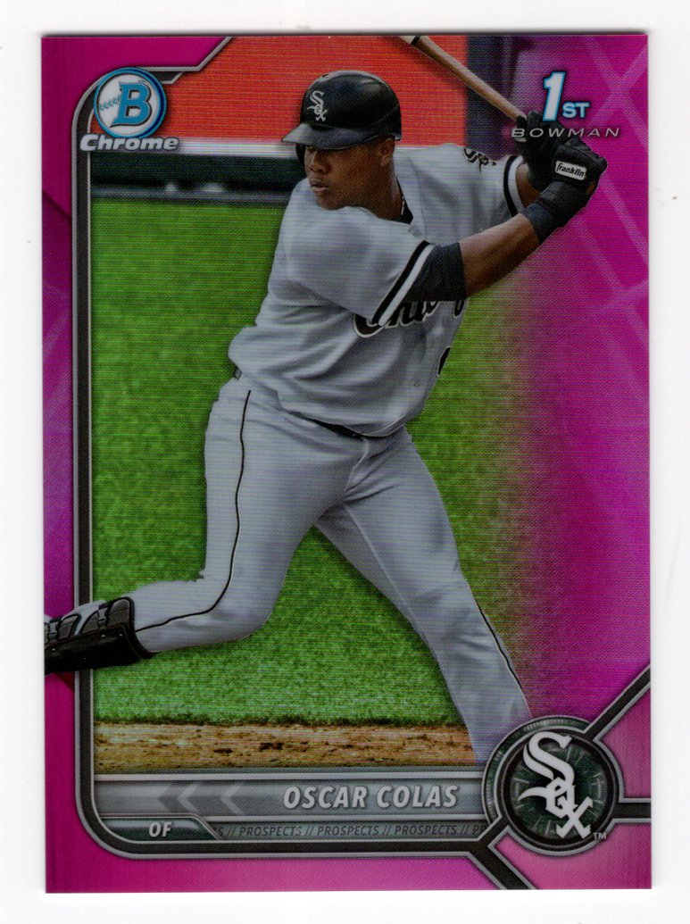 2022 Bowman Chrome Oscar Colas Fuchsia Refractor #'d /199 (White Sox)