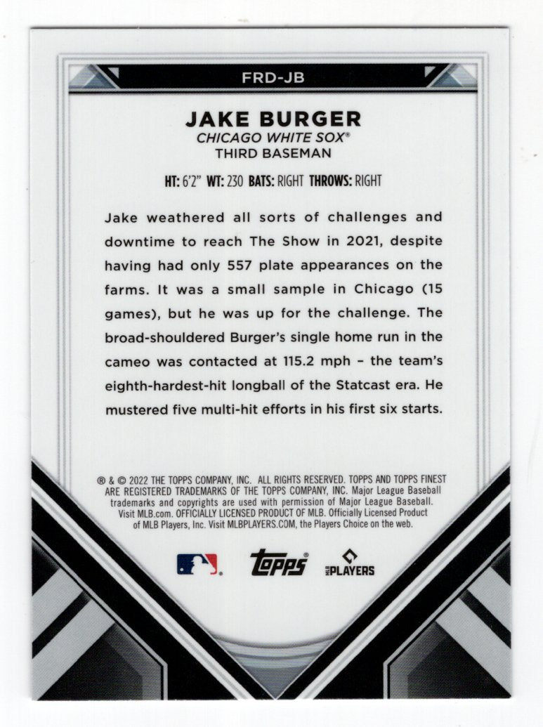 2022 Topps Finest Jake Burger Rookie Finest Rookies #FRD-JB (White Sox)