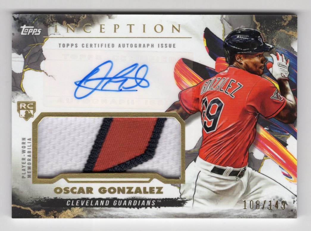 2023 Topps Inception Auto Patch Rookie Oscar Gonzalez /149 #IAP-OG (Guardians)