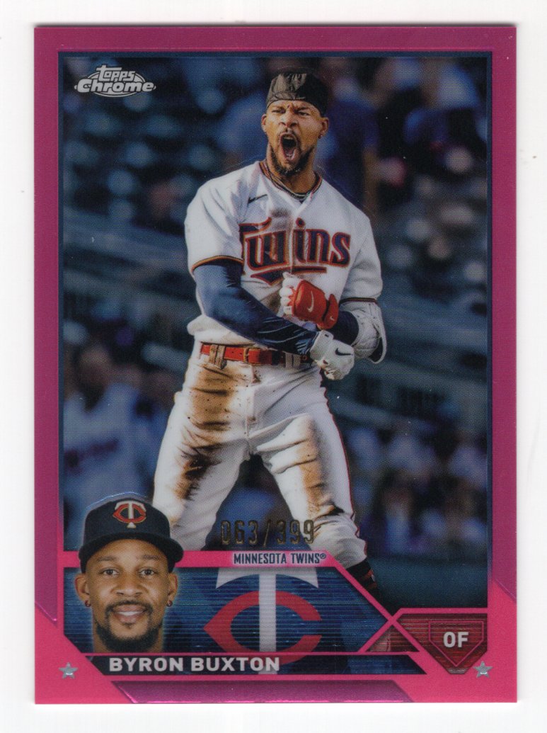 2023 Topps Chrome Byron Buxton #28 Magenta Refractor Parallel SP #'d /399 (Twins)