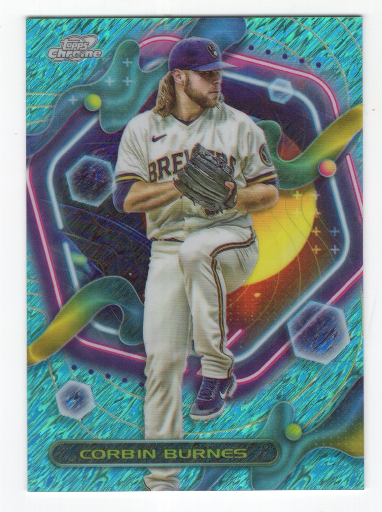 2023 Topps Chrome Cosmic Corbin Burnes Aqua Equinox Refractor #12 Serial #'d /199 (Brewers)