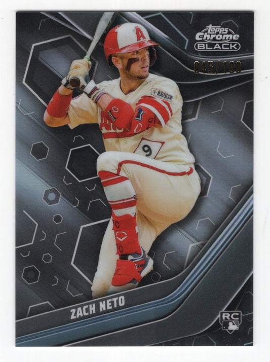 2023 Topps Chrome Black Zach Neto Rookie Card #74  Refractor #'d /199  (Angels)