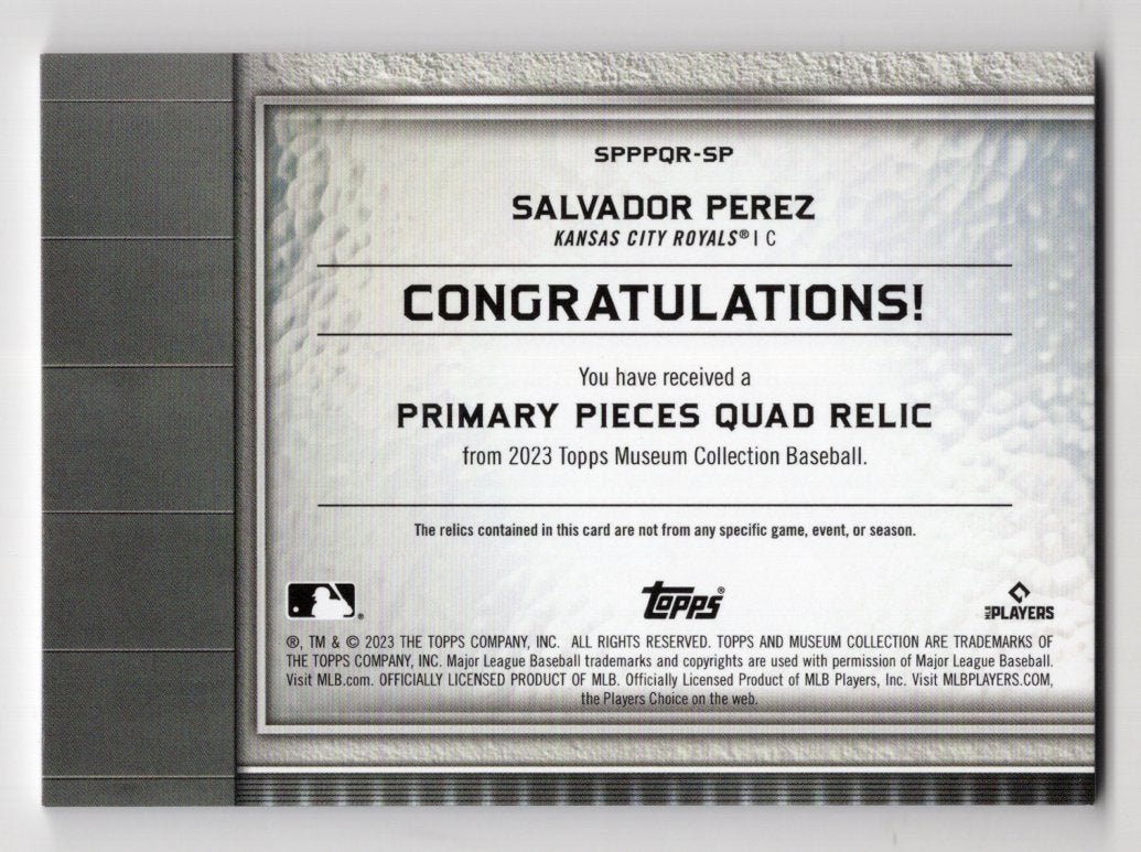 2023 Topps Museum Collection Salvador Perez "Primary PIeces Relic Card" #'d /99 (Royals)