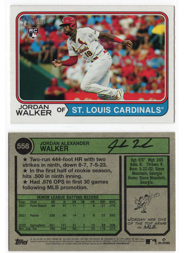 2023 Topps Heritage High Number Jordan Walker #558 Rookie (Cardinals)