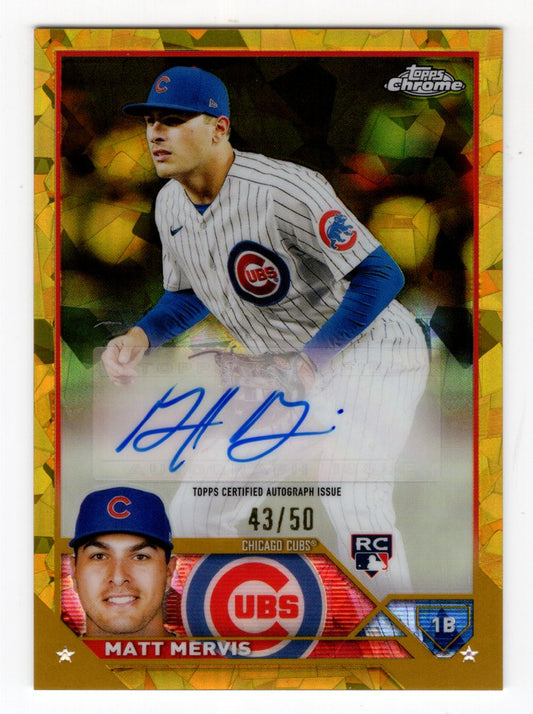 2023 Topps Chrome Update Matt Mervis Rookie #USA-MME Sapphire Gold #'d 43/50 (Cubs)