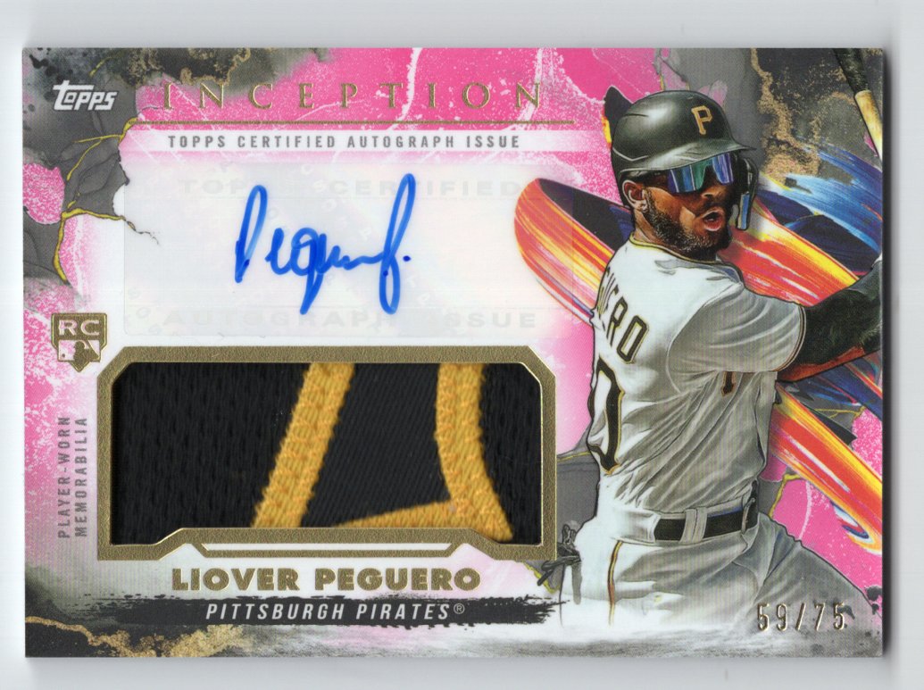 2023 Topps Inception Liover Peguero Pink RPA Rookie RC Patch Autograph #'d /75 (Pirates)