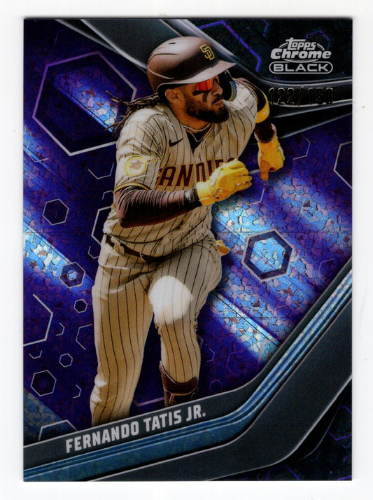 2023 Topps Chrome Black Fernando Tatis Jr #94 Purple Diamond Refractor #'d /150 (Padres)