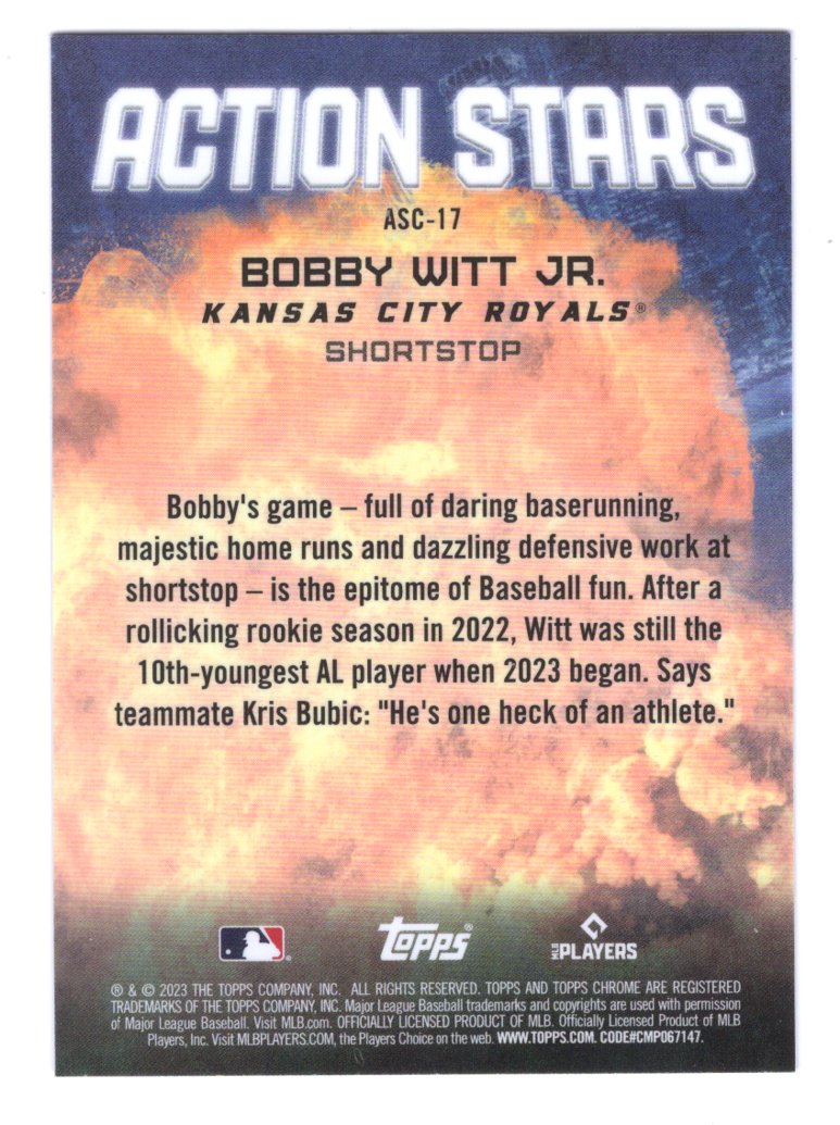 2023 Topps Update Bobby Witt Jr. Action Stars Insert #17 (Kansas City Royals)