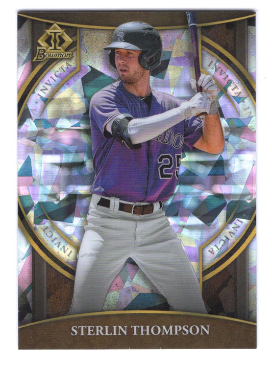 2023 Bowman Invicta Sterlin Thompson #BI-14 Cracked Ice #'d /150 (Rockies)