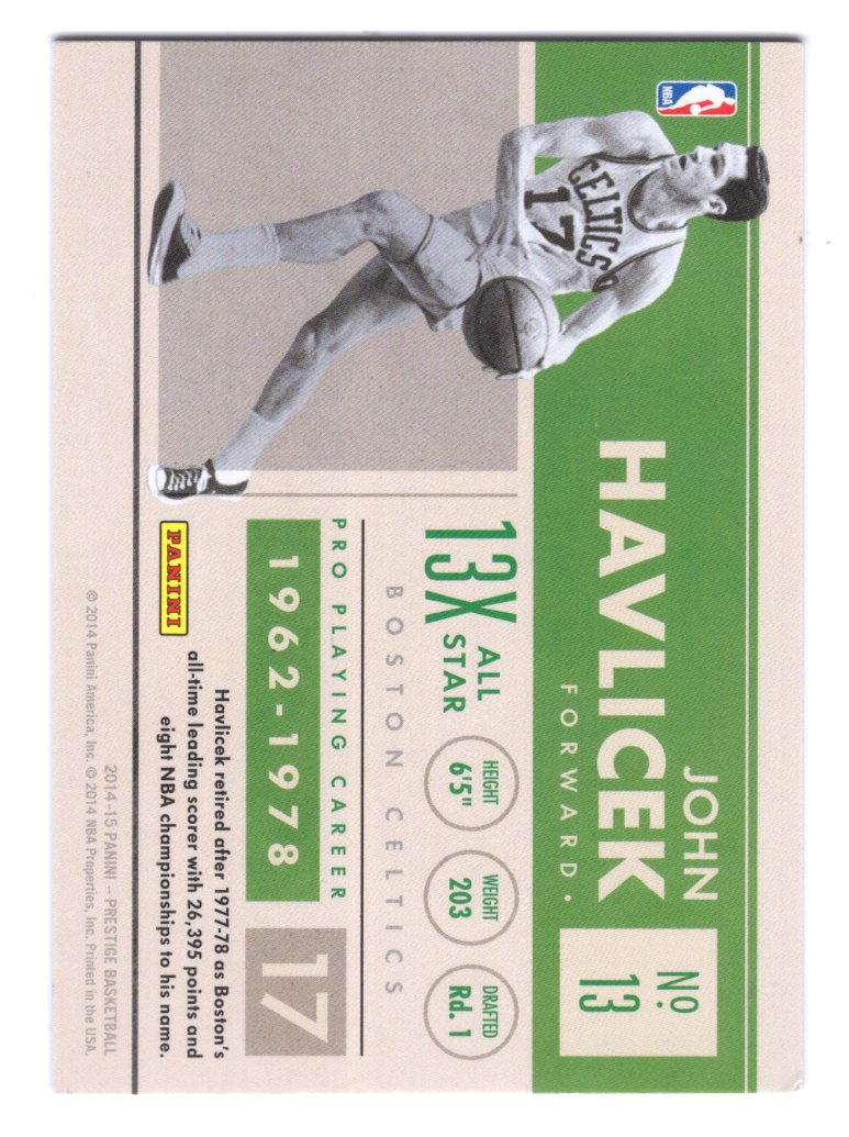 2014-15 Prestige Prestigious Pioneers #13 John Havlicek (Boston Celtics)