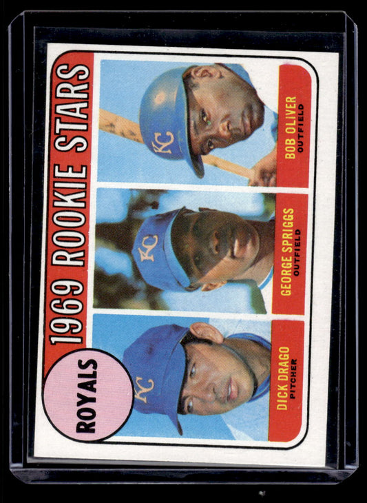 1969 Topps #662 Royals "1969 Rookie Stars" (Dick Drago / George Spriggs / Bob Oliver ) RC