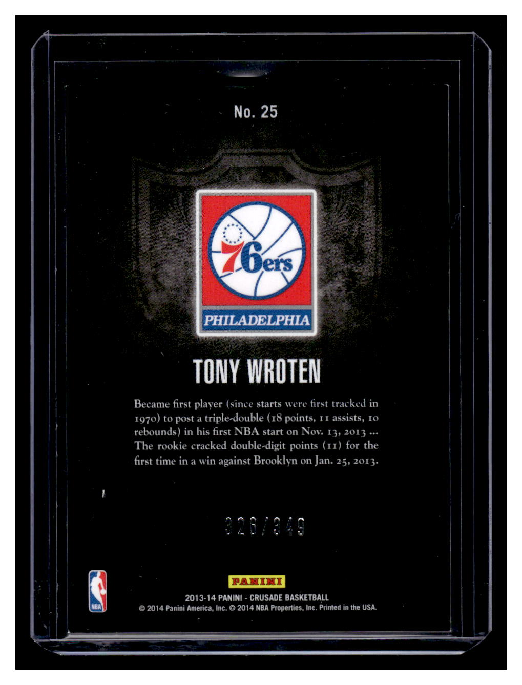 2013-14 Panini Crusade "Red" #25 Tony Wroten #'d /349 (Philadelphia 76ers)