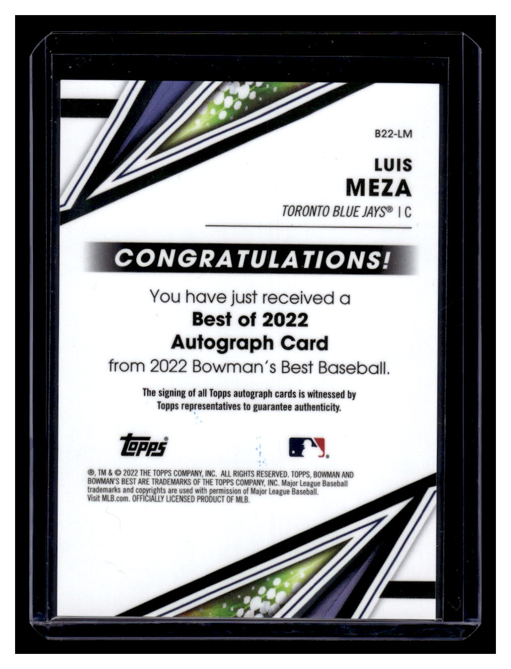 2022 Bowmans Best "Best of 2022 Autograph" #B22-LM Luis Meza (Toronto Blue Jays)