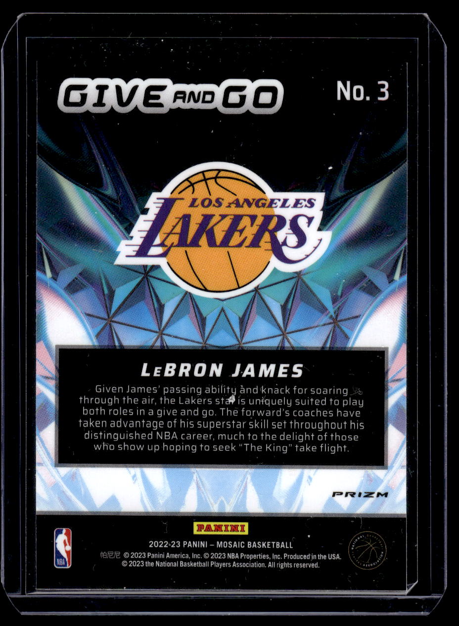 2022-23 Panini Mosaic "Give and Go" Insert Card #3 Lebron James (Lakers)