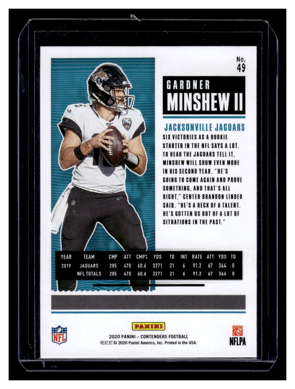 2020 Panini Contenders #49 Gardner Minshew II (Jacksonville Jaguars)