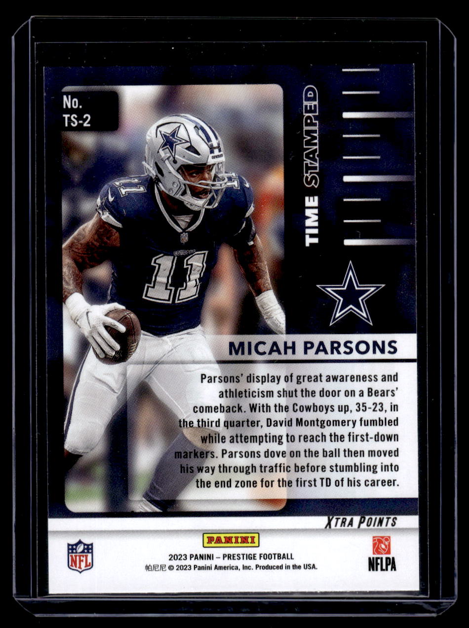 2023 Panini Prestige "Time Stamped" #2 Micah Parsons (Dallas Cowboys)