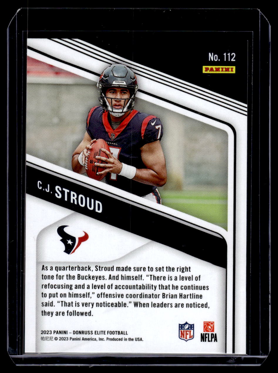 2023 Donruss Elite #112 C.J. Stroud Orange #'d /399 Rookie RC (Houston Texans)