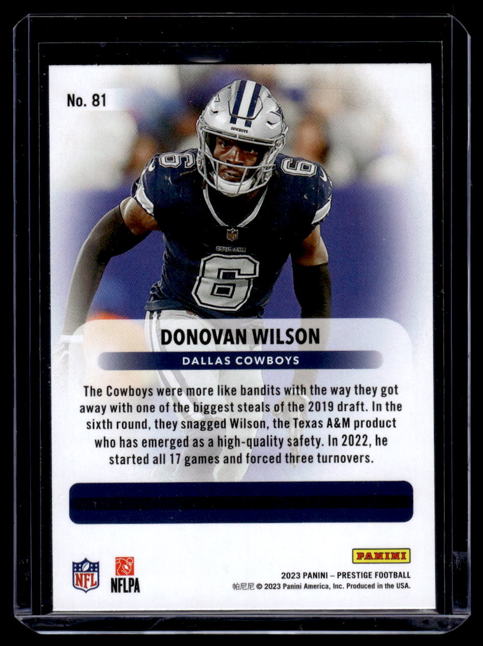 2023 Panini Prestige #81 Donovan Wilson (Dallas Cowboys)