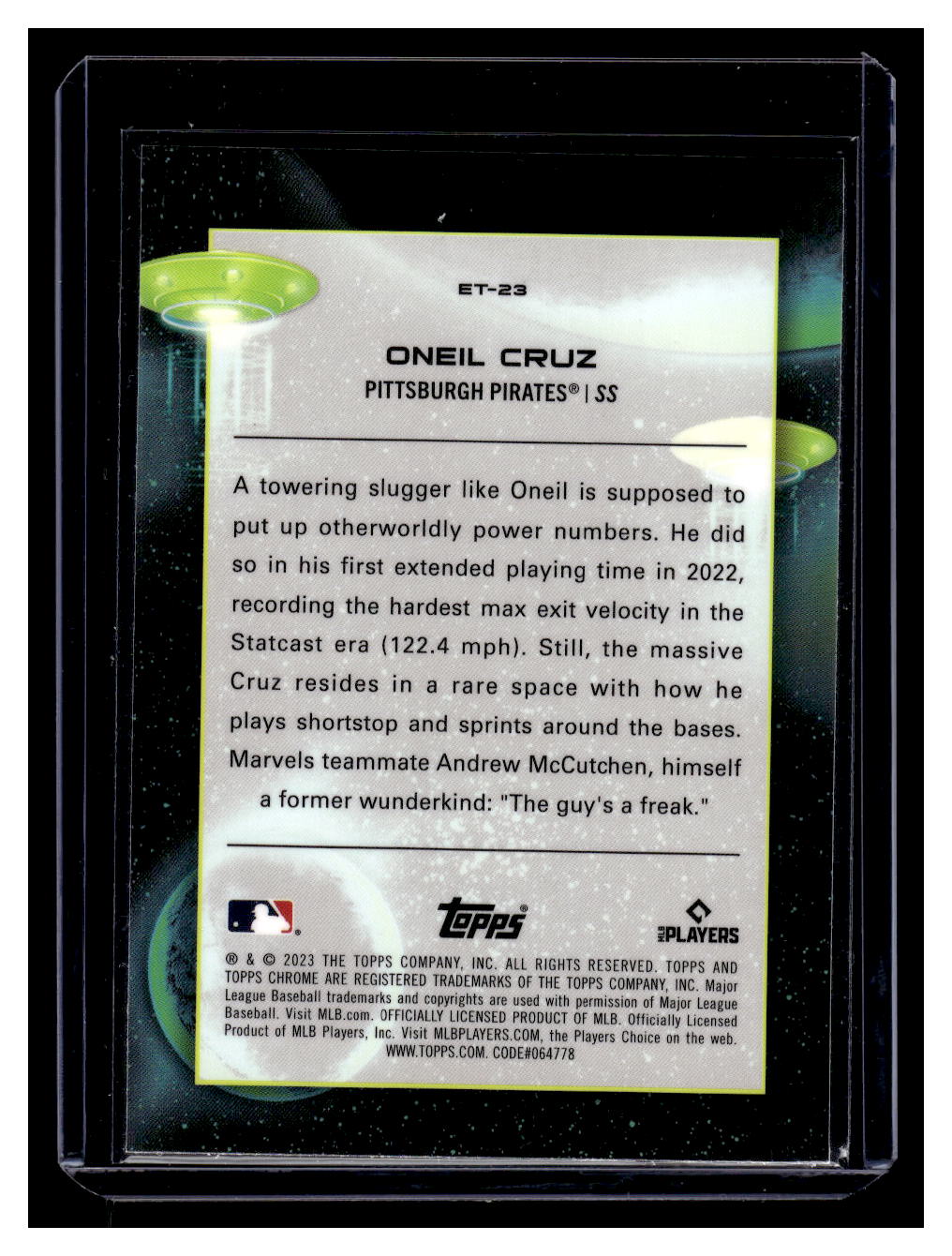 2023 Topps Chrome Cosmic "Extraterrestrial Talent"ET-23 Oneil Cruz (Pittsburgh Pirates)