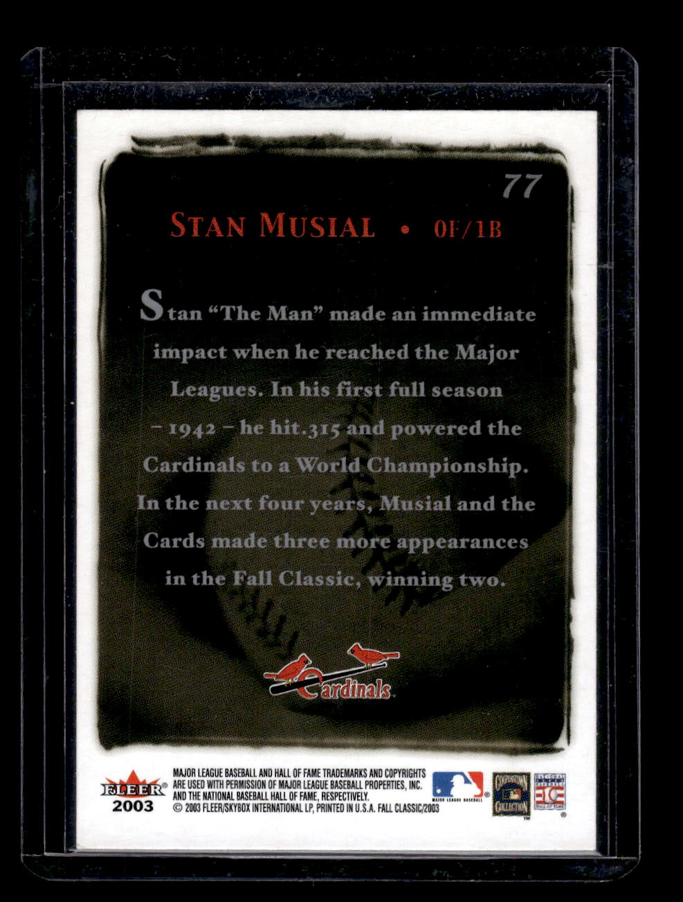 2003 Fleer Fall Classics #77 Stan Musial (St. Louis Cardinals)