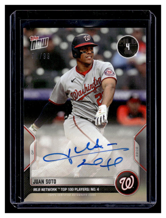 2022 Topps Now MLB Network Top 100 Juan Soto SP On Card Auto #'d /99 (Washington Nationals)