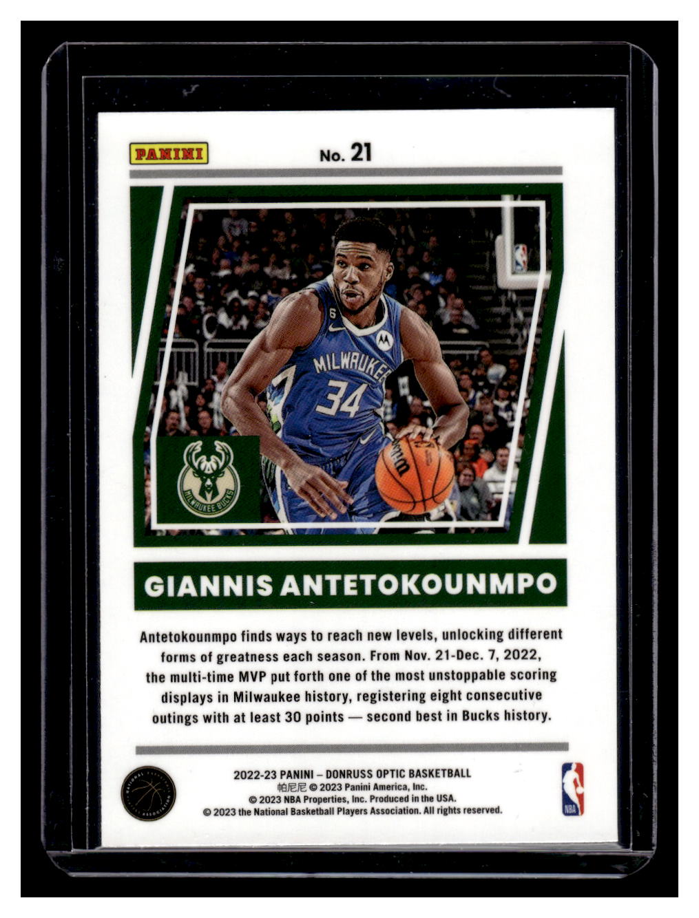 2022-23 Donruss Optic "Elite Dominators" #21 Giannis Antetokounmpo (Milwaukee Bucks)