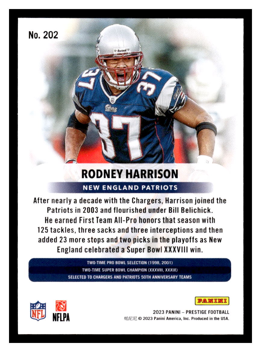 2023 Panini Prestige #202 Rodney Harrison (New England Patroits)