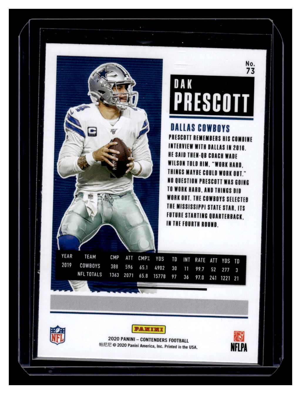 2020 Panini Contenders #16 Dak Prescott (Dallas Cowboys)