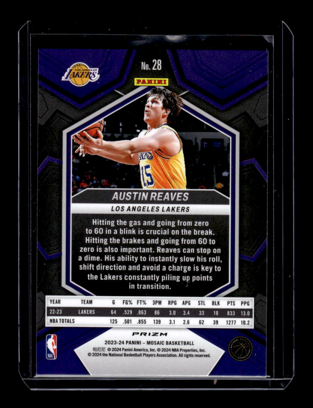 2023-24 Panini MosaicReactive Yellow #28 Austin Reaves (Los Angeles Lakers)