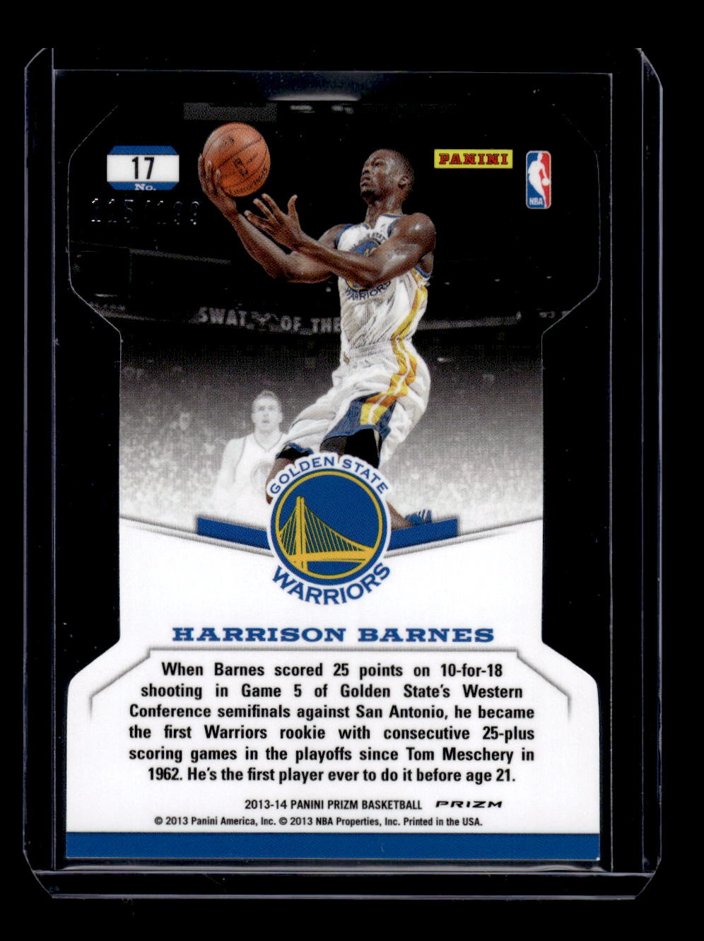 2013-14 Panini Prizm Dominance Prizms Light Blue Die Cut #17 Harrison Barnes #'d /199 (Golden State Warriors)