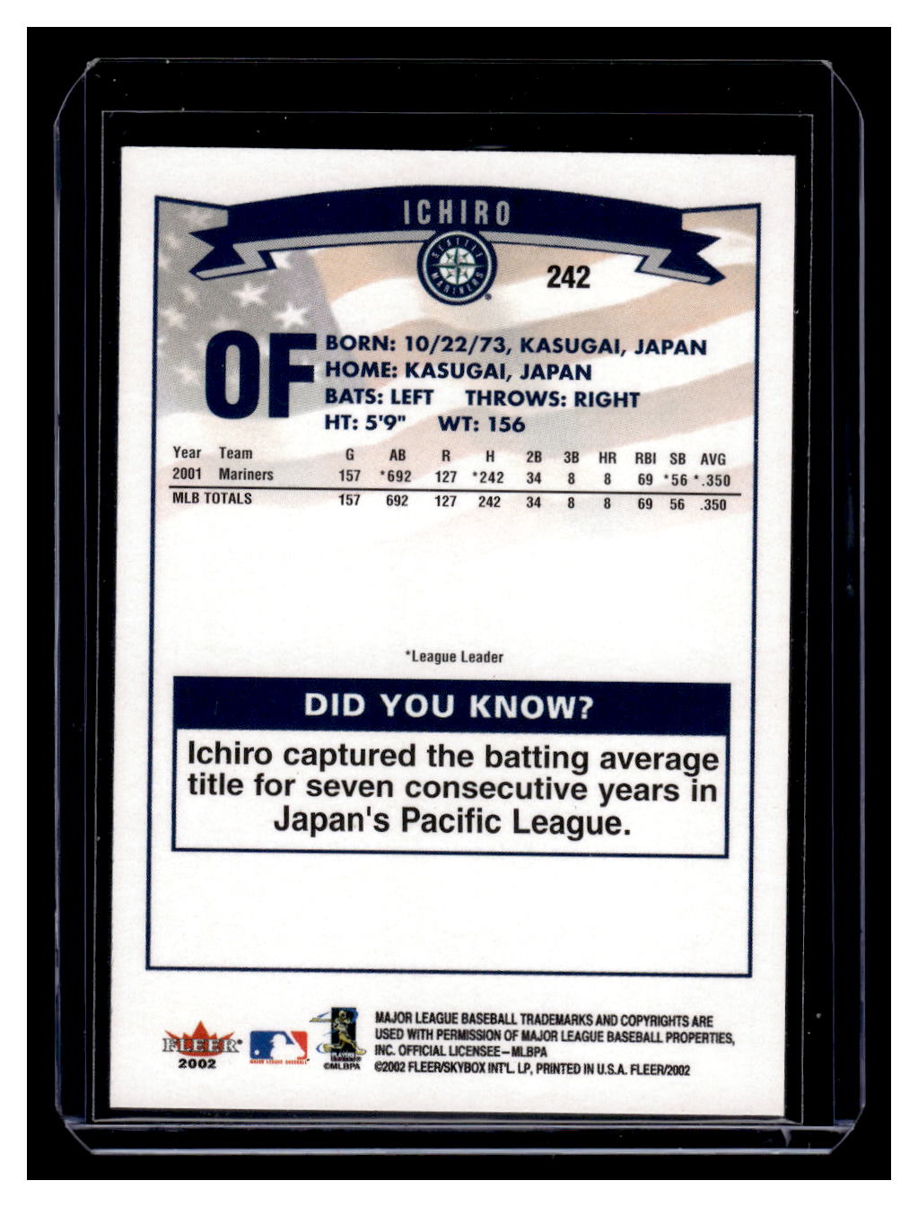 2002 Fleer #242 Ichiro (Seattle Mariners)