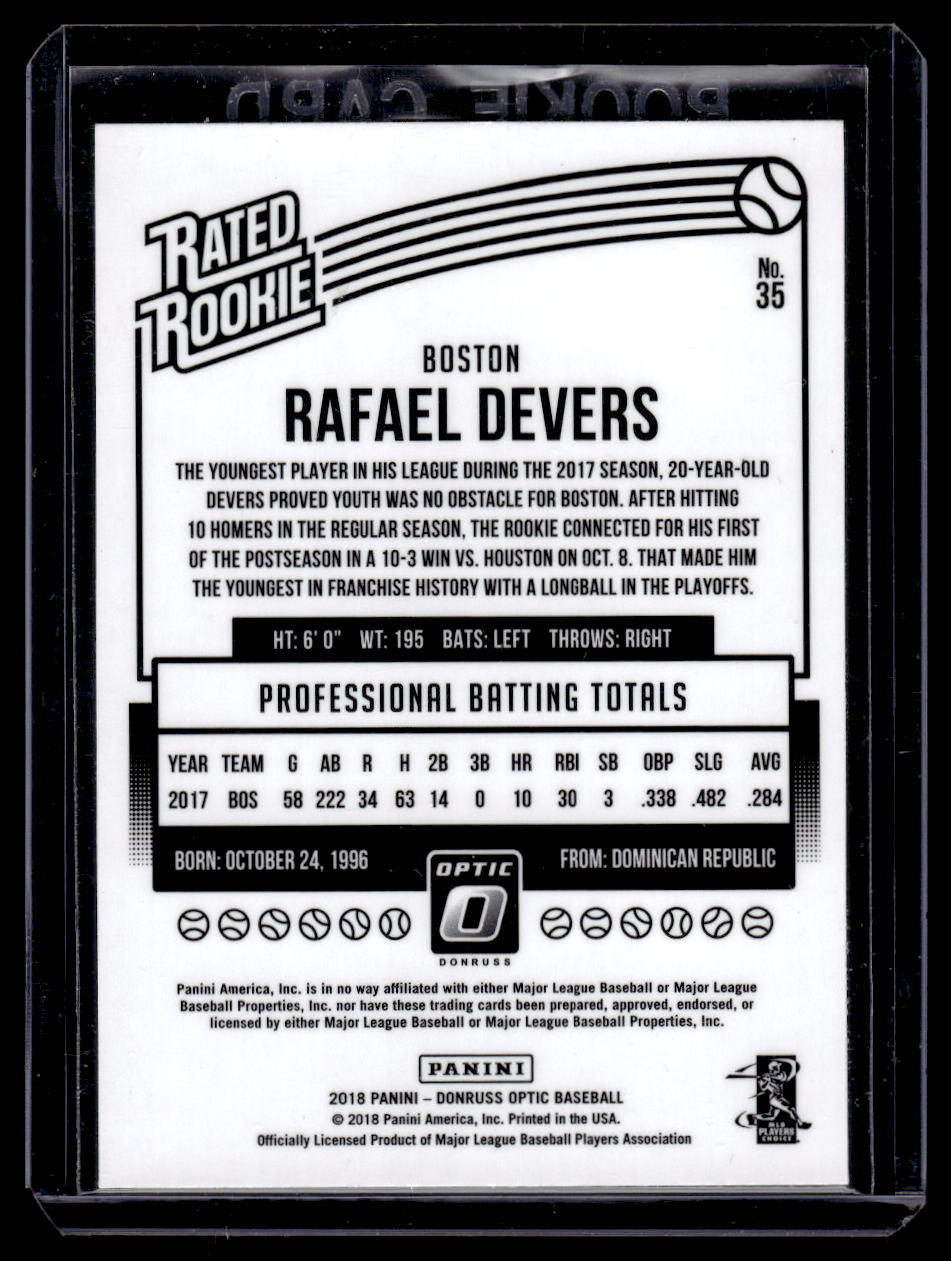 2018 Donruss Optic #35 Rated Rookie Rafael Devers (Boston Red Sox)