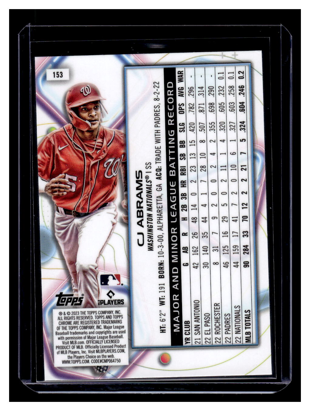 2023 Topps Chrome Cosmic #153 CJ Abrams (Washington Nationals)