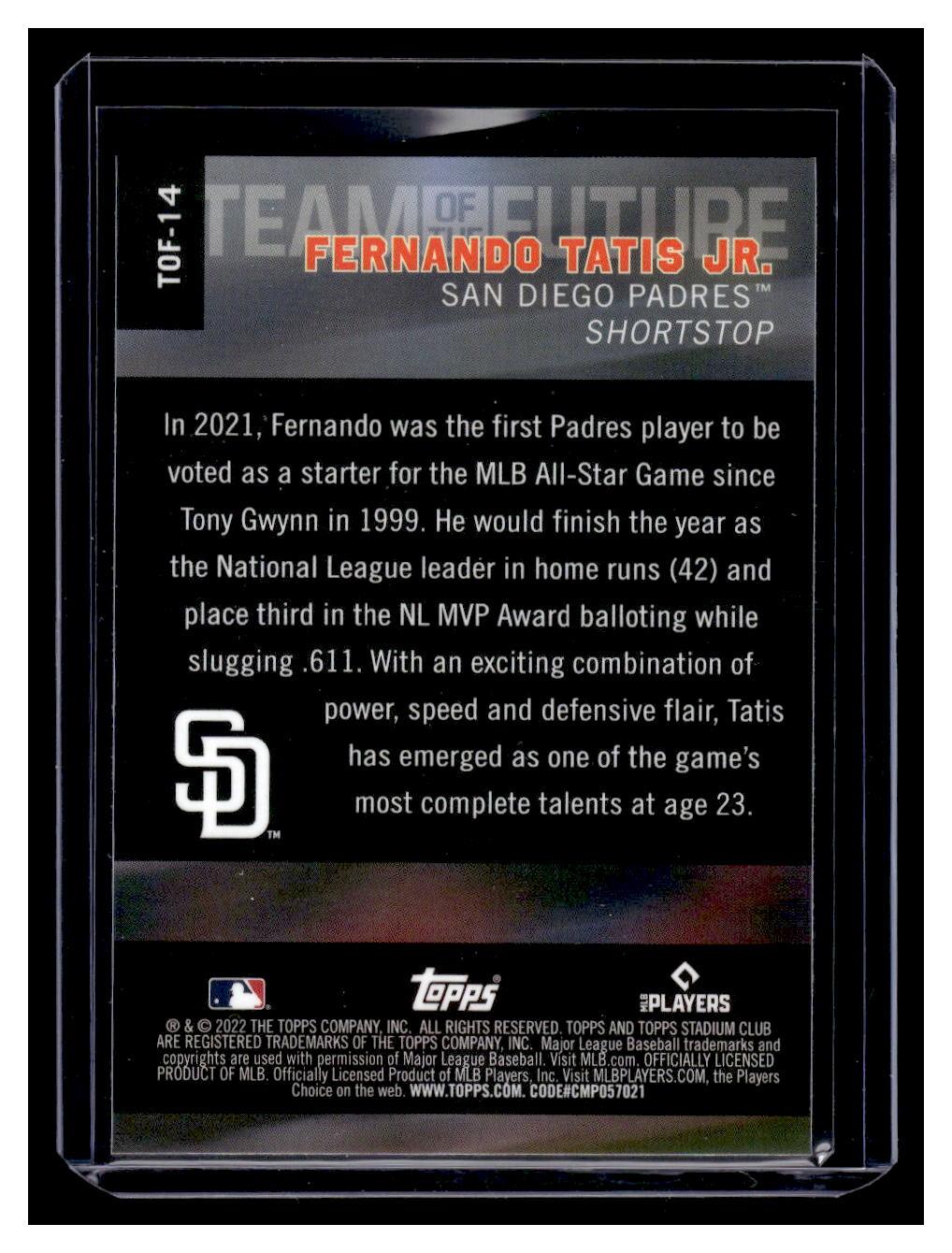 2022 Stadium Club Chrome "Team of the Future" Fernando Tatis Jr. #TOF-14 (San Diego Padres)