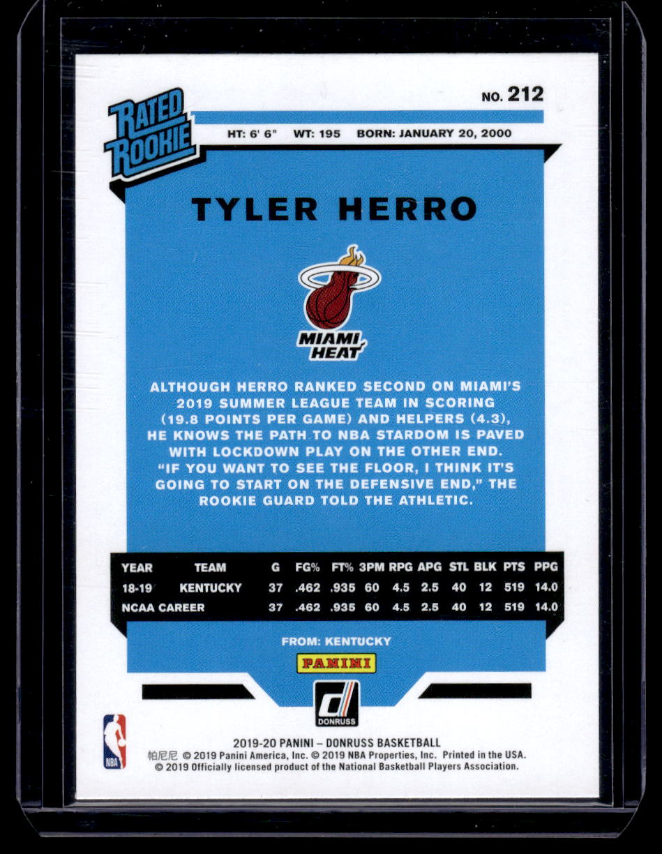 2019-20 Donruss Optic Tyler Herro  Rated Rookie #172 (Miami Heat)