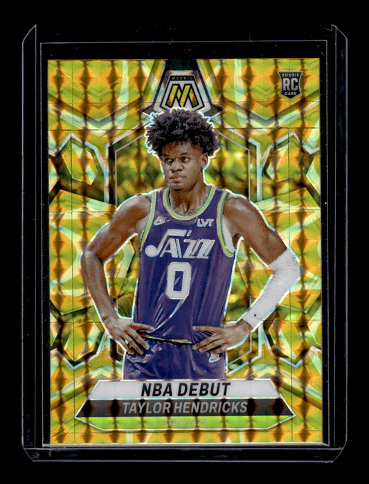 2023-24 Panini Mosaic Reactive Yellow Rookie #261 Taylor Hendricks (Utah Jazz)