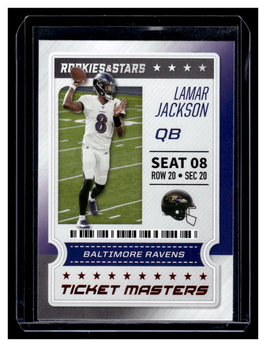 2020 Panini Rookies & Stars "Ticket Masters" #4 Lamar Jackson (Baltimore Ravens)