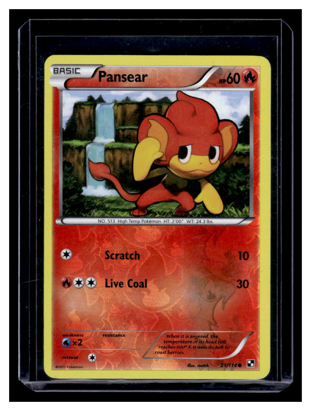 2011 Pokemon Black & White Reverse Holo Pansear #21