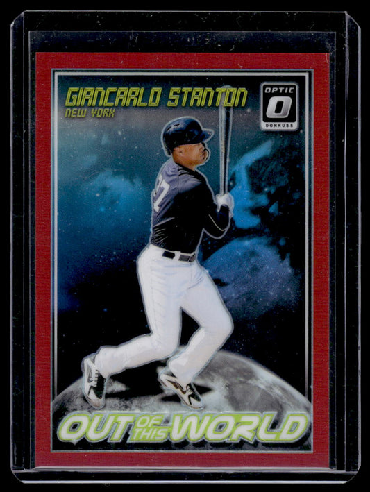 2018 Donruss "Out of this World" #OW6 Giancarlo Stanton Red #'d /99 (New York Yankees)