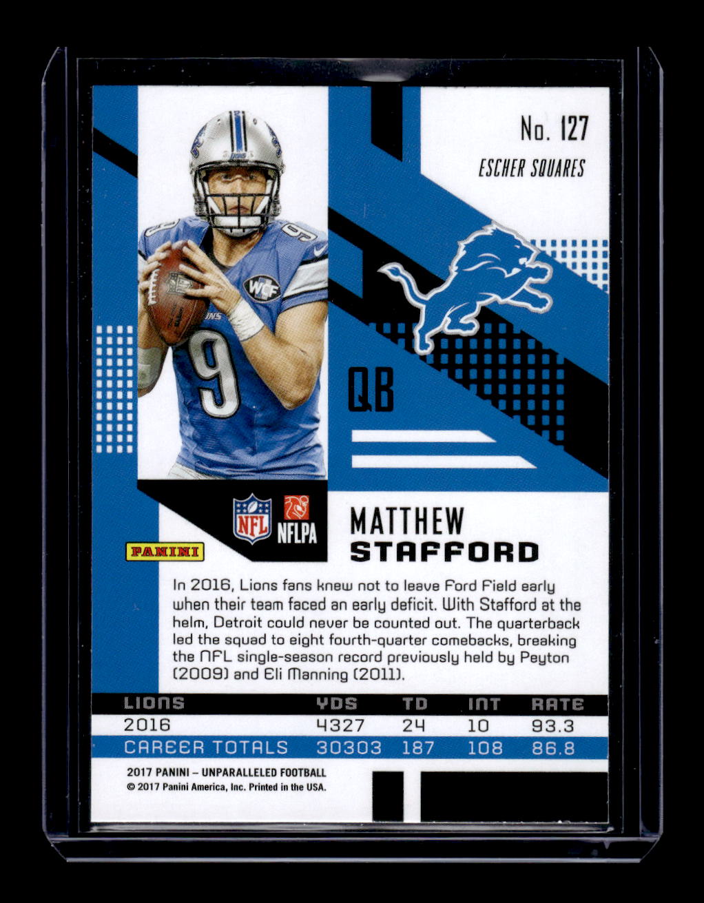 2017 Panini Unparalleled Lime Green #127 Matthew Stafford (Detroit Lions)