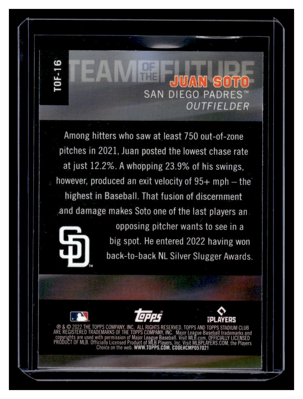 2022 Stadium Club Chrome "Team of the Future"  #TOF-16 Juan Soto (San Diego Padres)