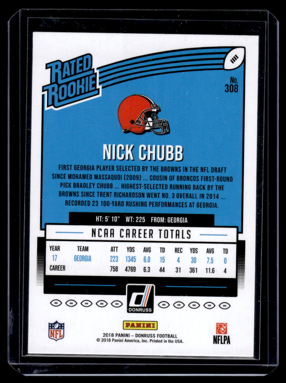 2018 Donruss #308 Rated Rookie Nick Chubb (Cleveland Browns)