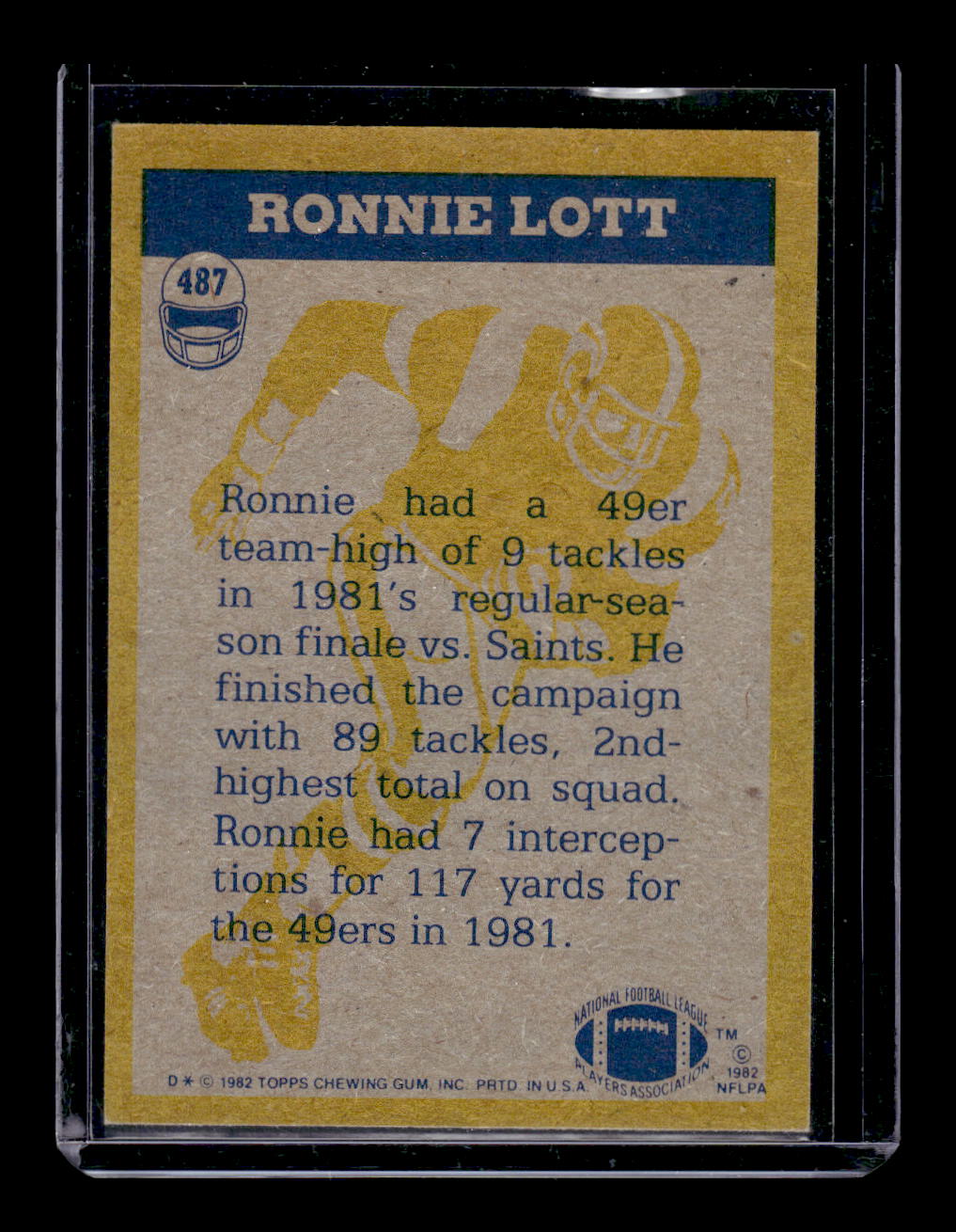 1982 Topps #487 Ronnie Lott "In Action" (San Francisco 49ers)