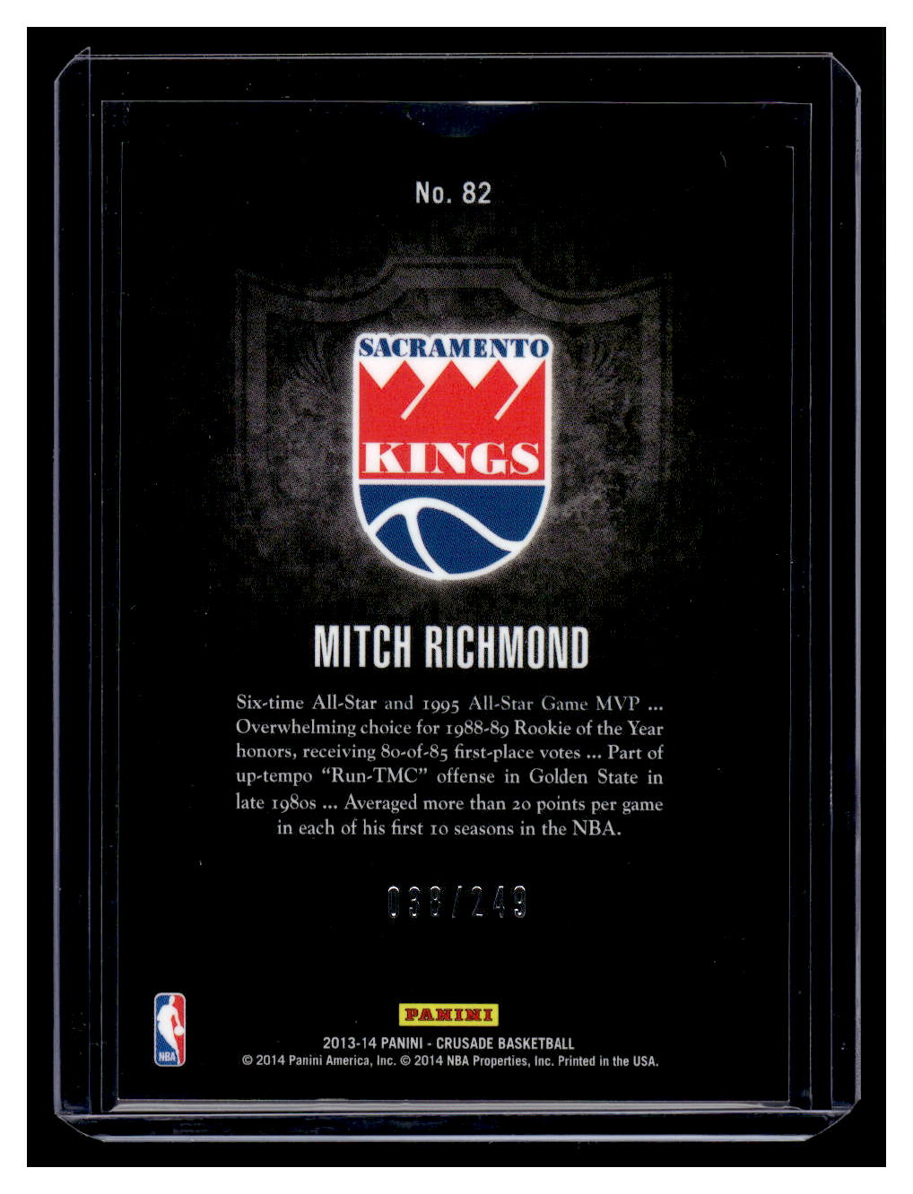 2013-14 Panini Crusade "Teal" #82 Mitch Richmond #'d /249 (Sacramento Kings)