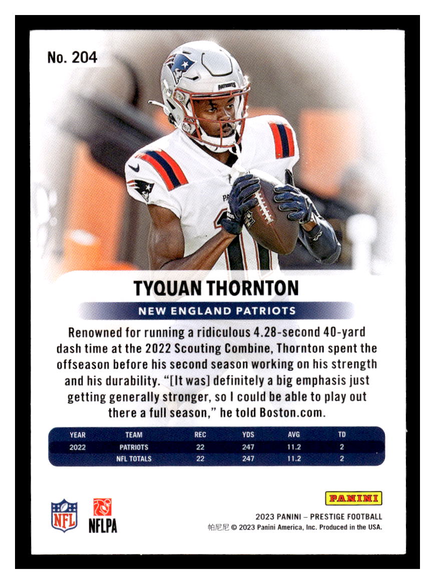 2023 Panini Prestige #204 Tyquan Thorton (New England Patriots)