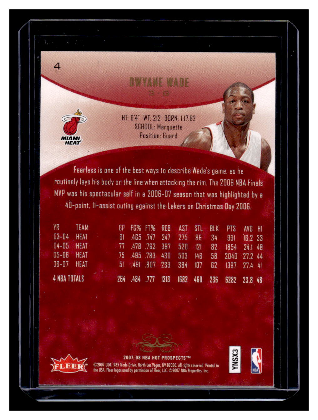 2007 Fleer Hot Prospects #4 Dwyane Wade (Miami Heat)