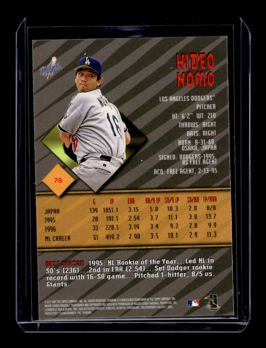 1997 Bowman's Best #78 Hideo Nomo (Los Angeles Dodgers)